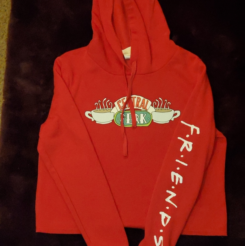 Red friends cropped hoodie